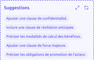 Suggestions intelligentes pour vos contrats